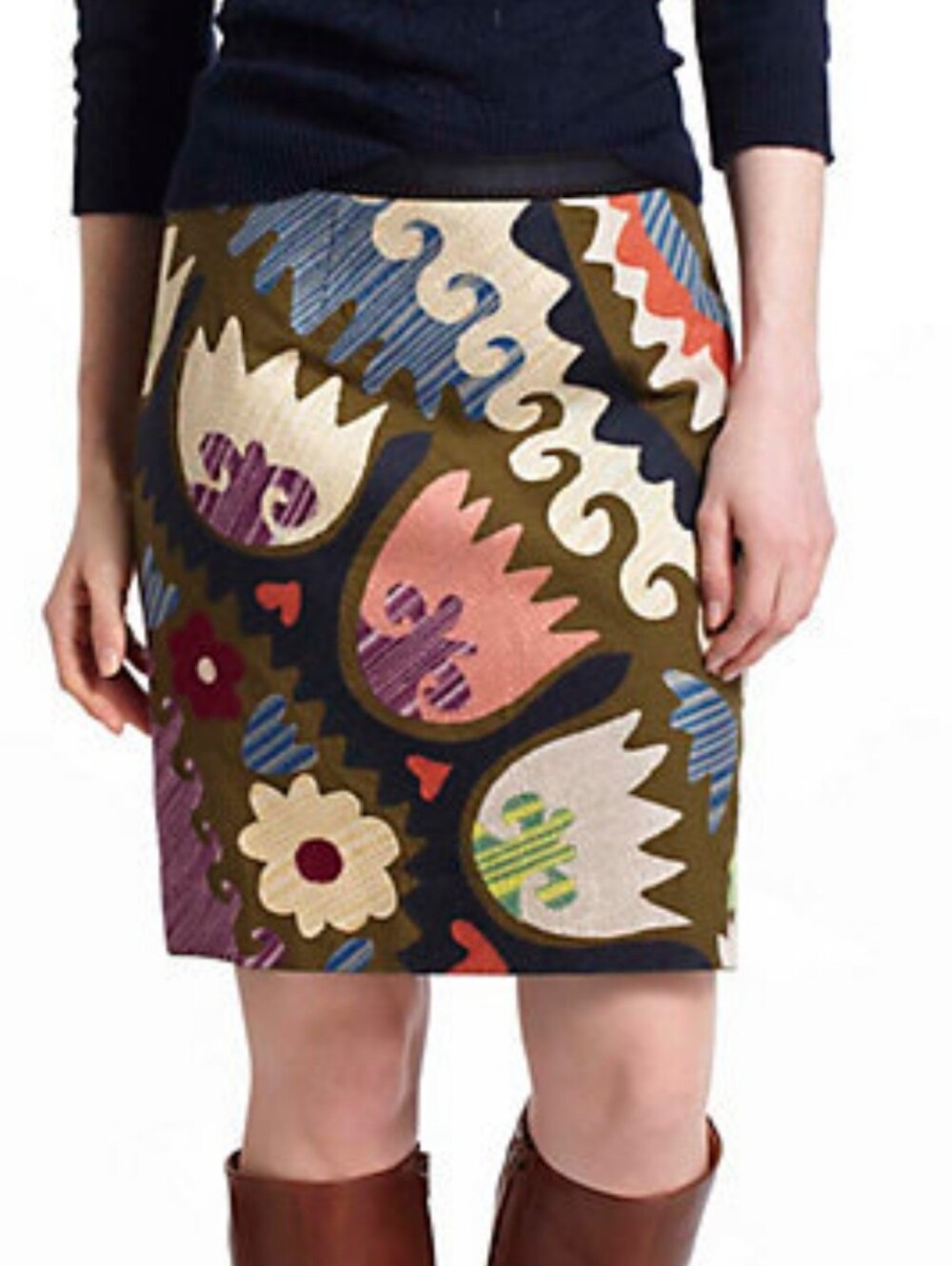 Anthropologie By Vanessa Virginia Embroidered A-Line Skirt Size 10